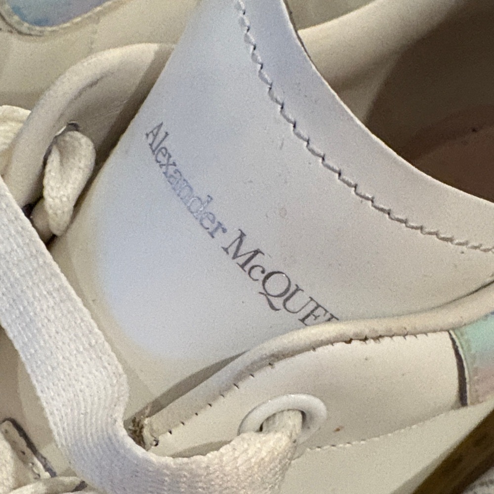 Alexander McQueen White Oversized Sneakers Size 38 Designer Platform Shoes - Picture 2 of 5